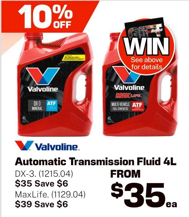 Valvoline DX-3 Automatic Transmission Fluid 4L - 1215.04