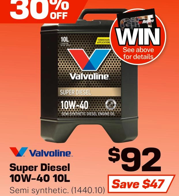 Valvoline Super Diesel 10W-40 Semi Synthetic Engine Oil 10L - 1440.10