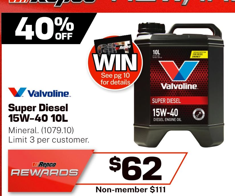 Valvoline Super Diesel 15W-40 Engine Oil 10L - 1079.10