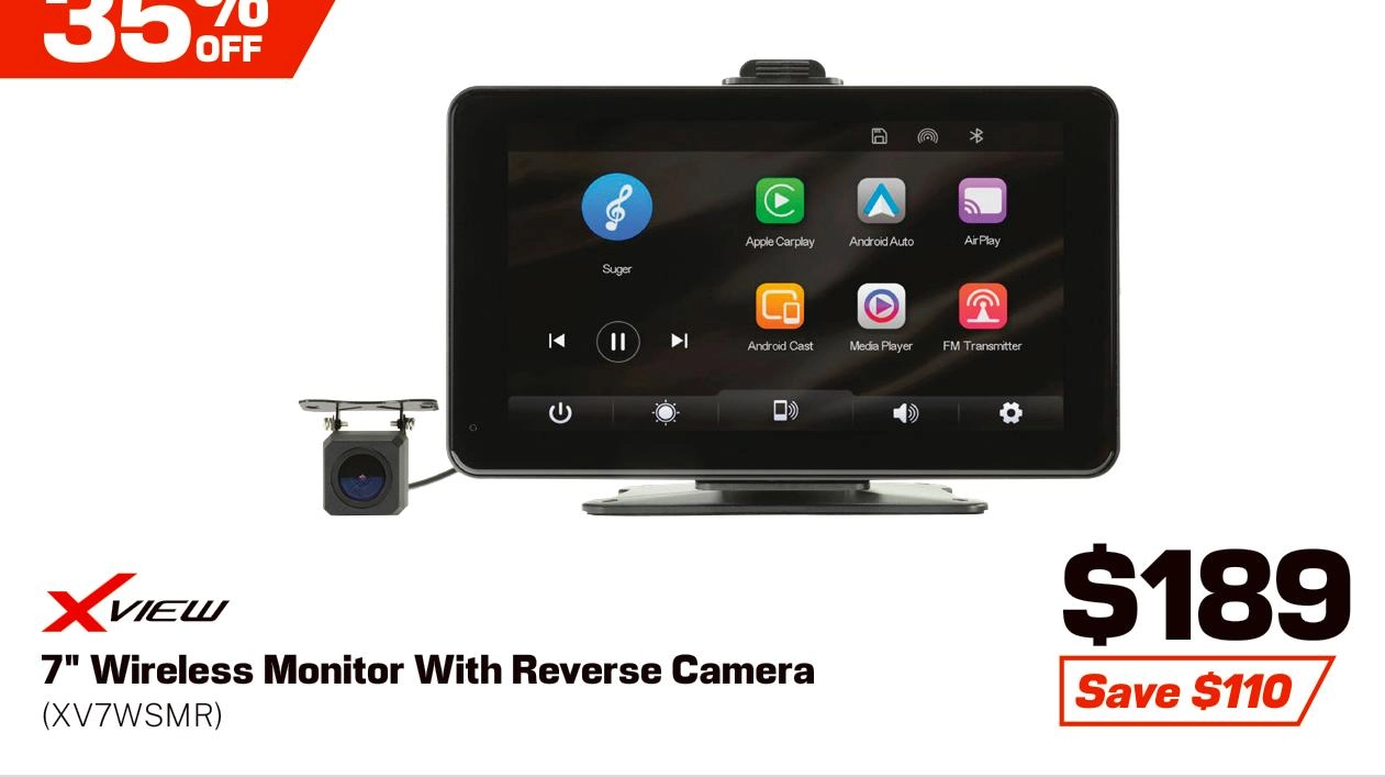 XView 7in Wireless Smartphone Monitor with Reverse Camera - XV7WSMR