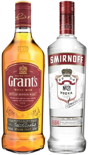 Grant’s Scotch Whisky or Smirnoff Red Label Vodka 700mL