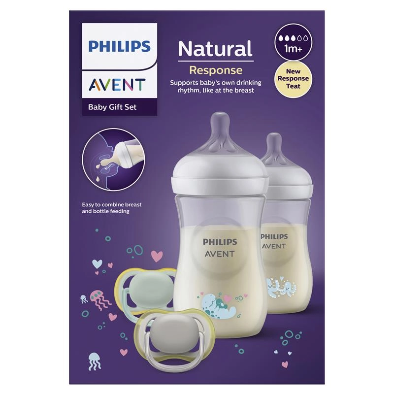 Avent Natural Response Gift Pack Sea Design Bottle 260ml