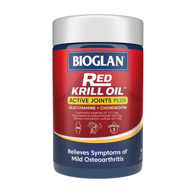 Bioglan Red Krill Oil Active Joints Plus Glucosamine + Chondroitin 90 Soft Capsules