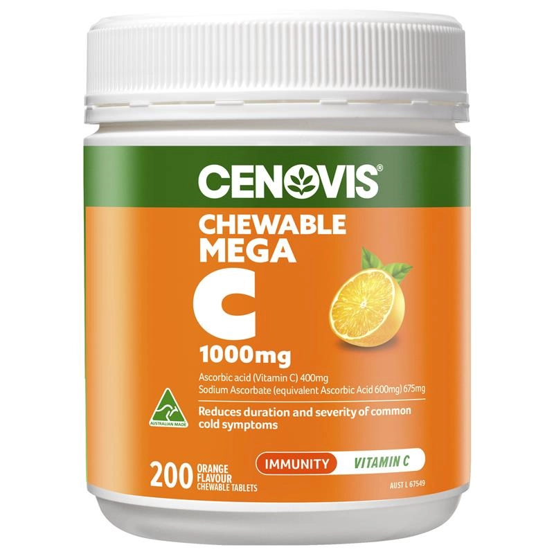 Cenovis Mega C 1000mg Orange Flavour 200 Tablets Exclusive Size