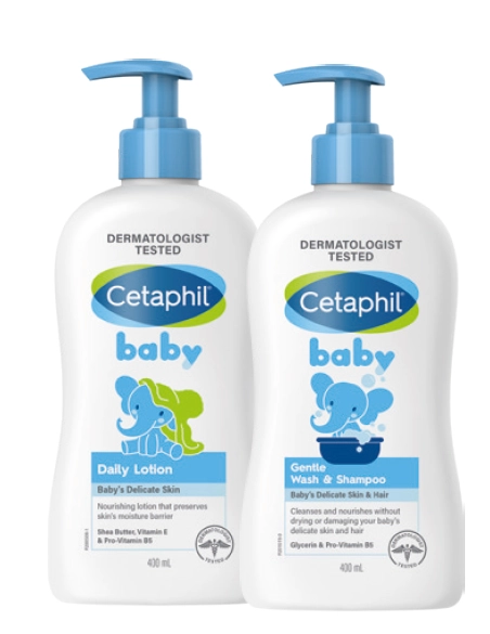 Cetaphil Baby Daily Lotion or Gentle Wash & Shampoo 400ml