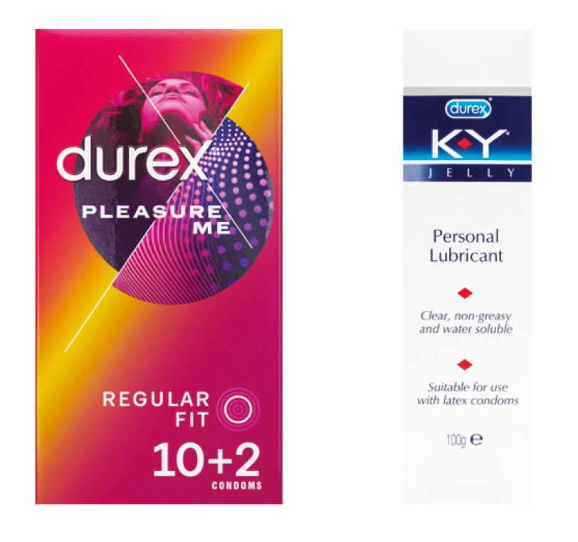 Durex Pleasure Me Condoms 10 Pack or KY Personal Lubricant 100g