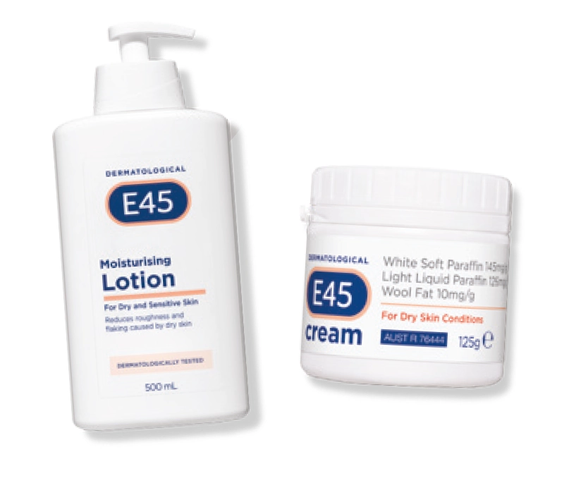 E45 Moisturising Lotion for Dry Skin 500ml or Cream for Dry Skin and Eczema 125g