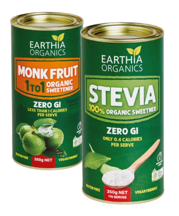 Earthia Organics Monk Fruit or Stevia 350g