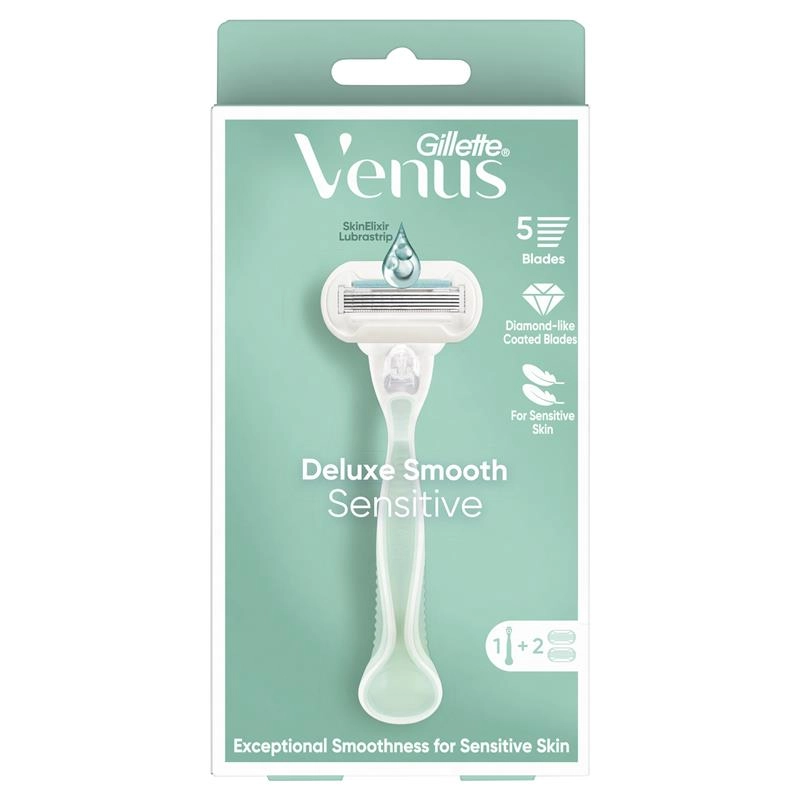 Gillette Venus Deluxe Smooth Sensitive Razor Handle + 2 Blade Refills