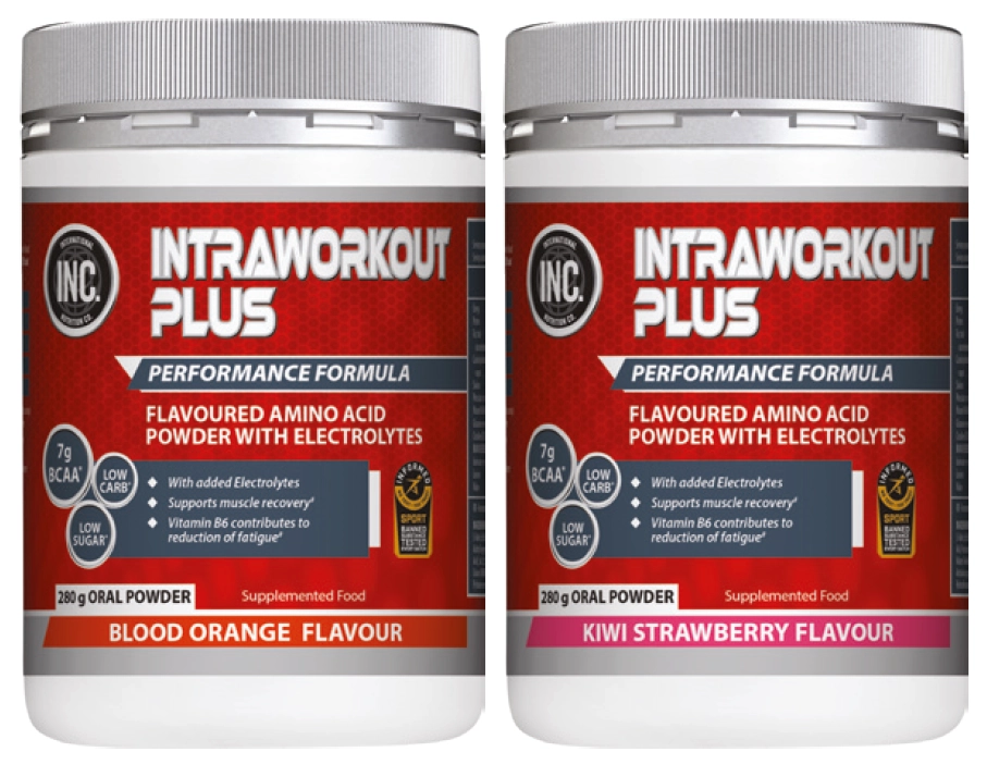 INC. Intra Workout Plus Blood Orange or Kiwi Strawberry Flavour 280g Powder