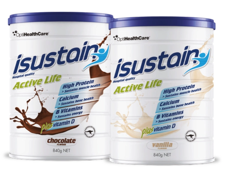 Isustain Hospital Active Chocolate or Vanilla Flavour 840g Powde