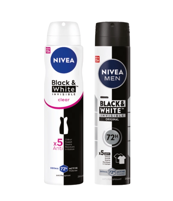 Nivea for Women or Men Deodorant Aerosol Black & White 250ml