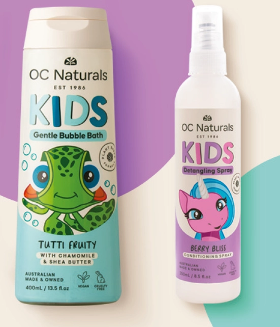 OC Naturals Kids Gentle Bubble Bath 400ml or Detangling Spray 250ml