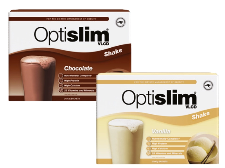 Optislim VLCD Meal Replacement Shake Chocolate or Vanilla 21 x 43g Sachets