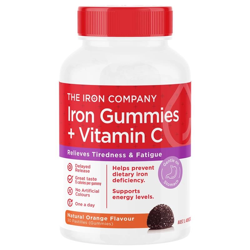 The Iron Company Iron + Vitamin C Gummies Orange 30 Pastilles