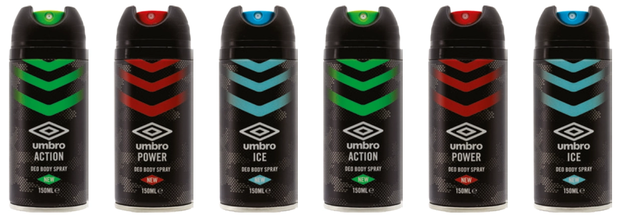 Umbro 150ml Deodorant Spray Assorted Variants