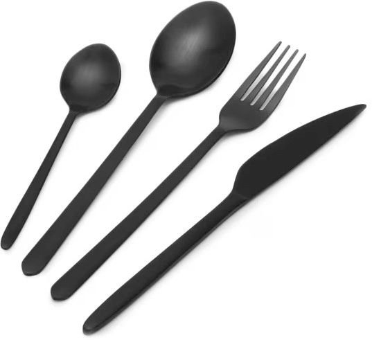 16 Piece Matte Black Cutlery Set