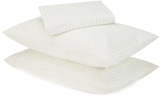 250 Thread Count Stripe Cotton Sheet Set - Double Bed, Natural