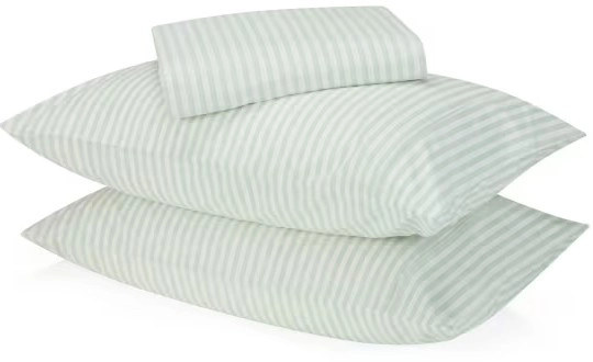 250 Thread Count Stripe Cotton Sheet Set - Double Bed, Sage