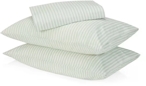 250 Thread Count Stripe Cotton Sheet Set - King Bed, Sage