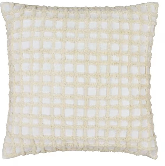 60cm Tufted Check Cushion - Beige