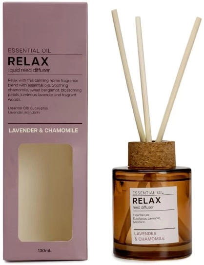 Aroma Relax Lavender & Chamomile Essential Oil Blend Liquid Reed Diffuser 130ml