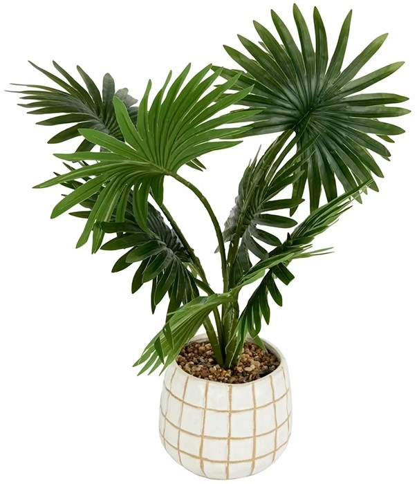 Artificial Palm in Check Pot