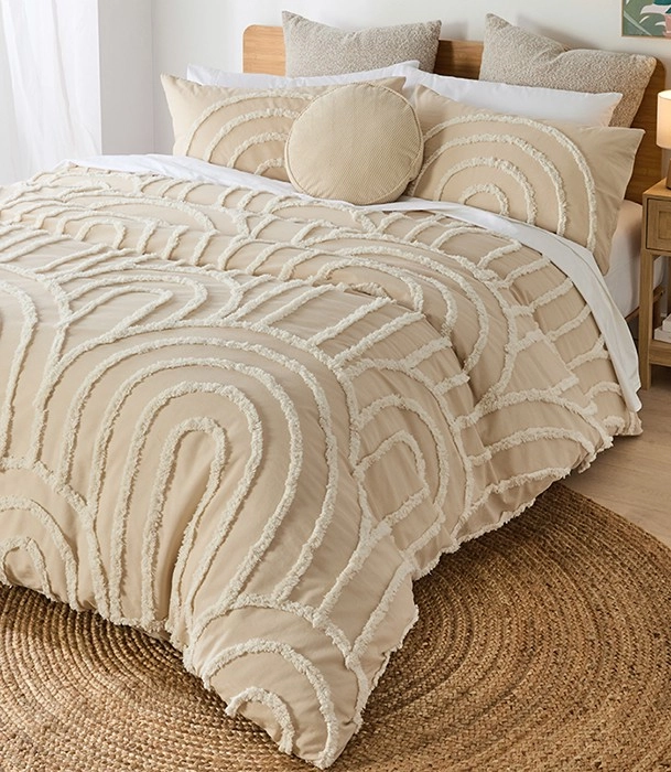 Avery Cotton Quilt Cover Set - Double Bed, Beige