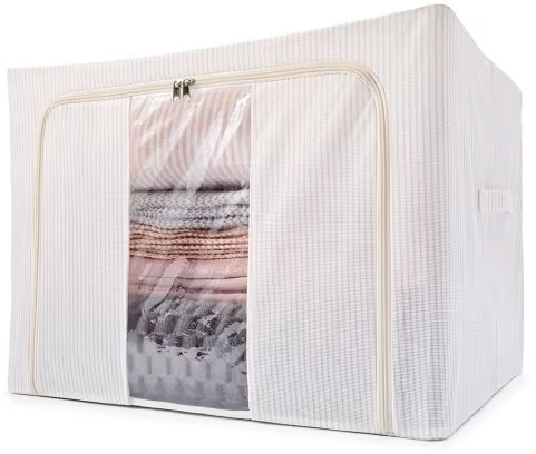 Linen Look Collapsible Box with Window - Extra Large, Stripe