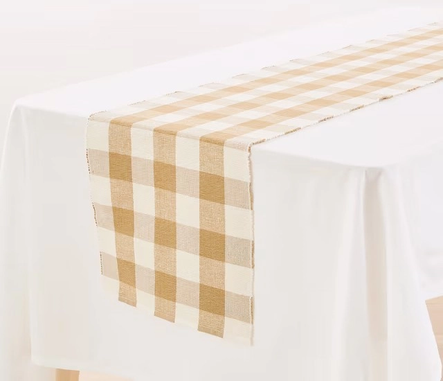 Natural Gingham Table Runner