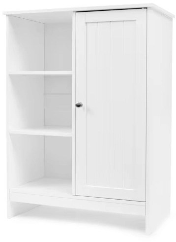 Panelled Cabinet with 3 Shelves - White