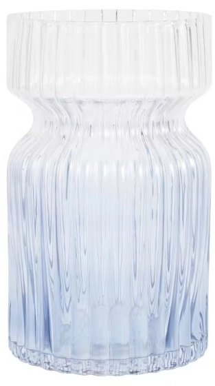 Ribbed Blue Glass Vase