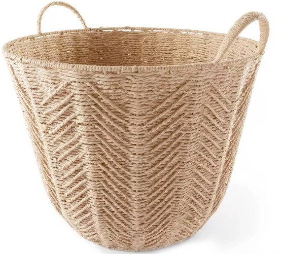 Round Herringbone Paper Rope Basket - Natural