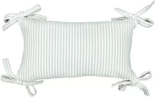 Stripe Bow Cushion - Sage