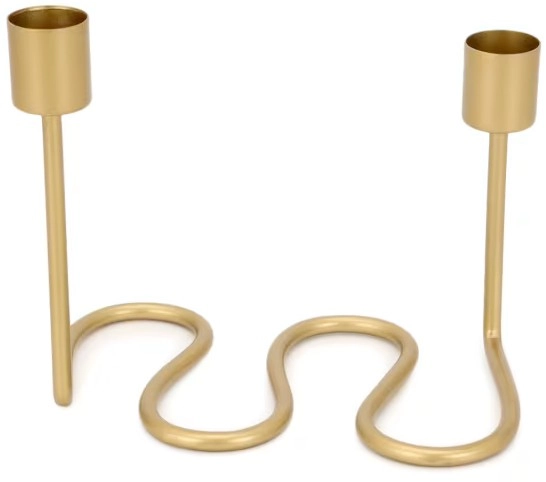 Wave Taper Candle Holder - Gold Look