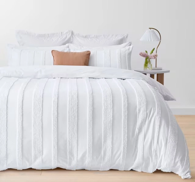 Willow Cotton Quilt Cover Set - Double Bed, White