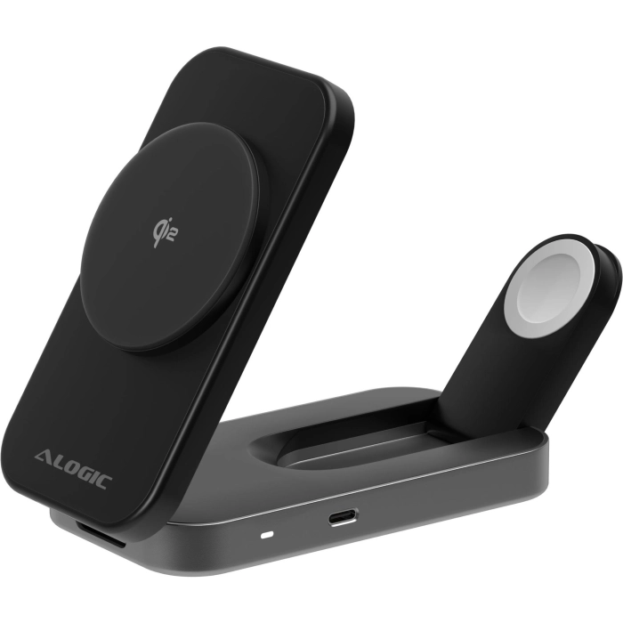 Alogic Flip 2-in-1 Qi2 Wireless Charging Stand (Black)