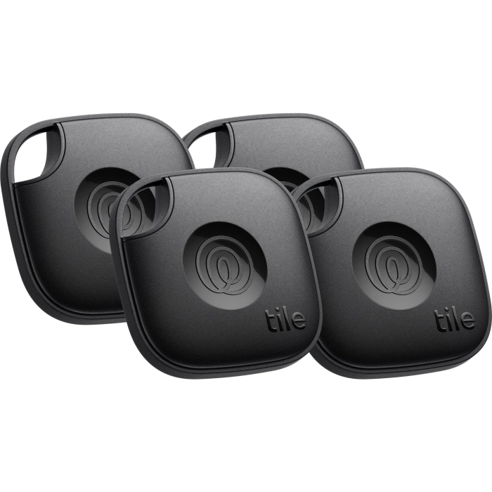 Tile Mate Bluetooth Tracker 4 Pack (Black) [2024]