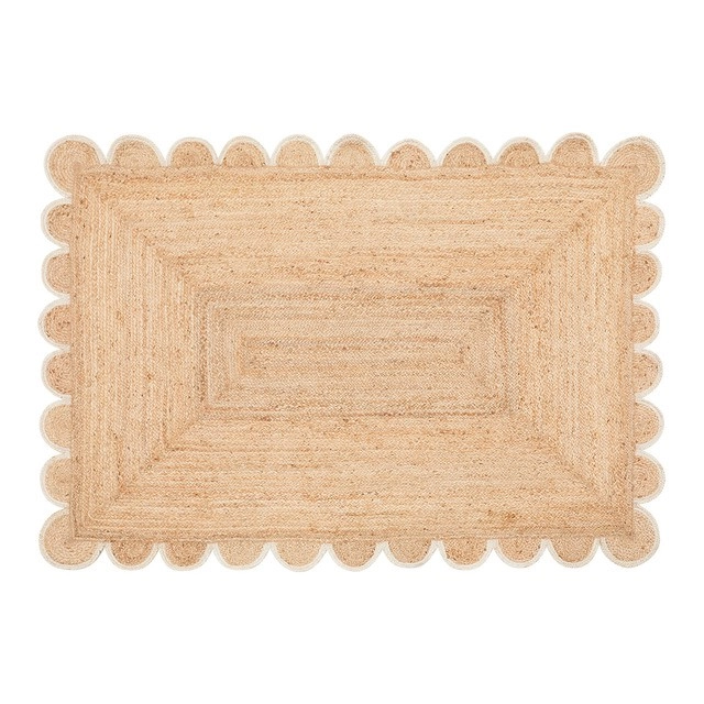 Aria Scalloped Jute Floor Rug by Habitat