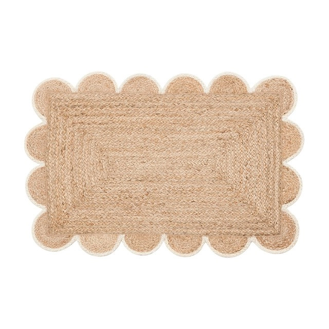 Aria Scalloped Natural/White Jute Utility Rug by Habitat