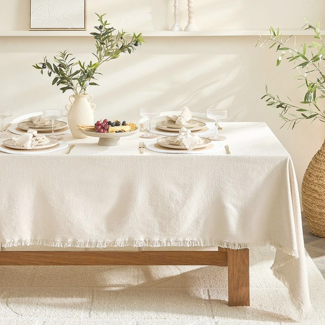 Ashra Fringed Beige Table Linen Range by M.U.S.E.