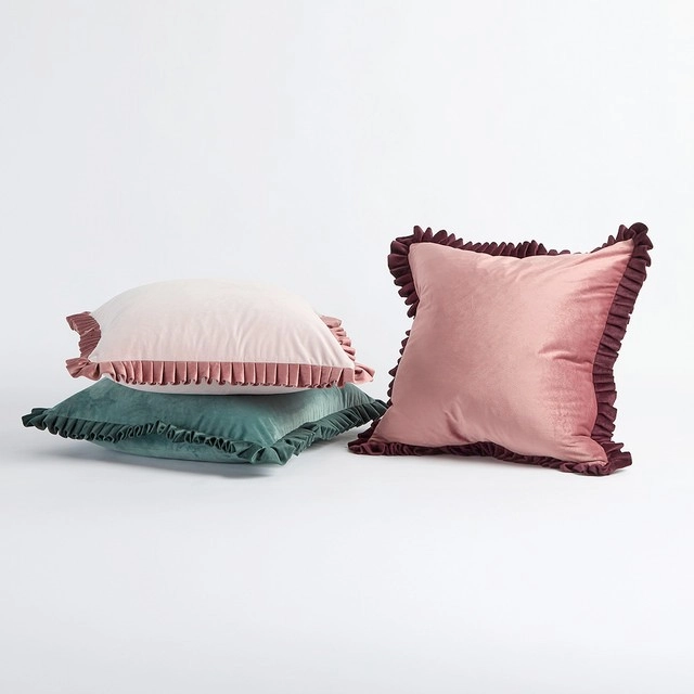 Davina Pleated Ruffle Velvet Cushion by M.U.S.E.