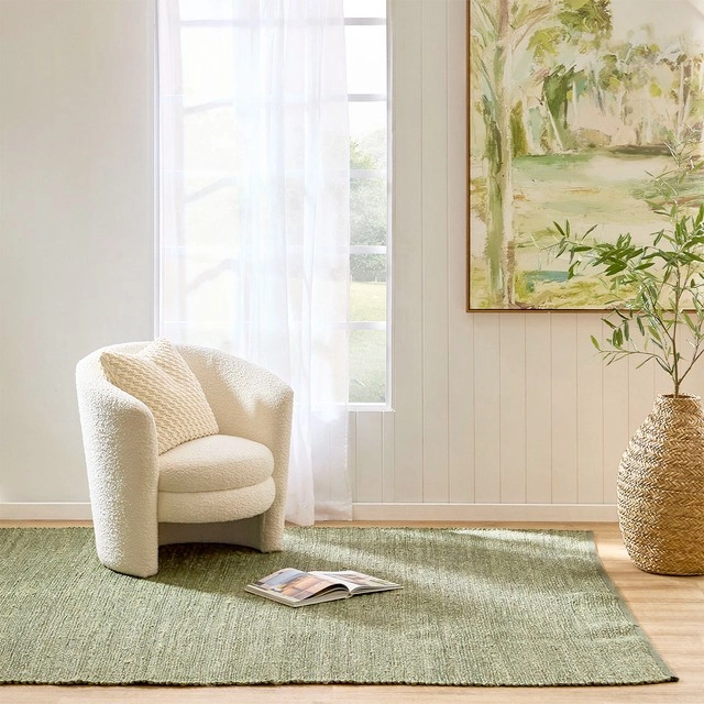 Goa Moss Green Floor Rug by Habitat