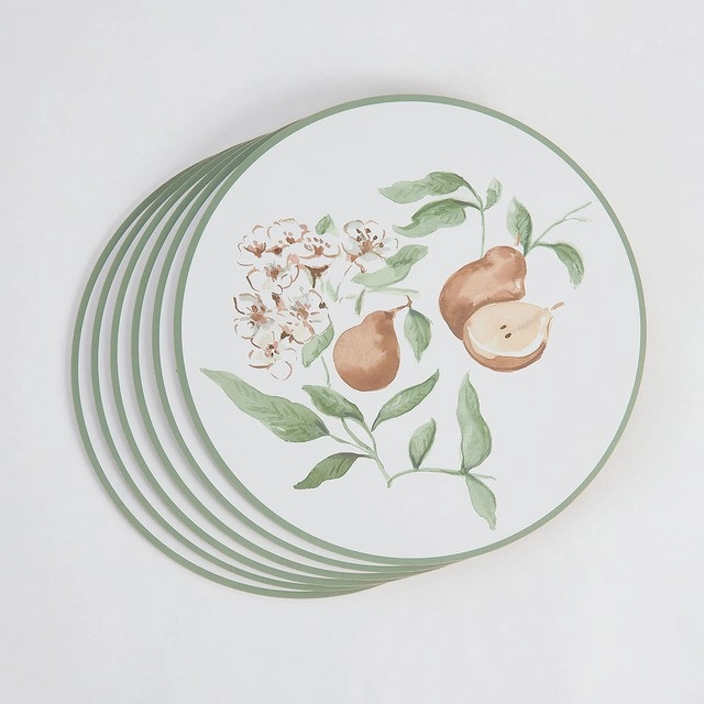 Pear Blossom Cork Placemat 6 Pack by M.U.S.E.