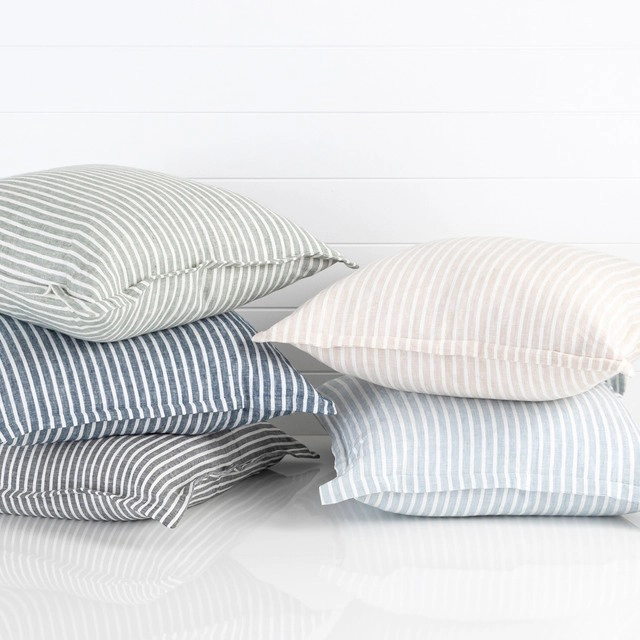 Sahara Linen Striped Square Cushion by M.U.S.E.