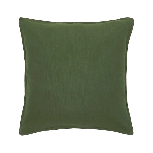 Washed Linen Look Deep Green European Pillowcase by Essentials