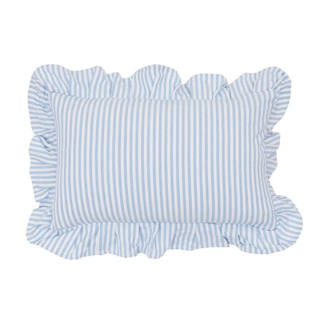 Avery Ruffle Blue Oblong Cushion by M.U.S.E.