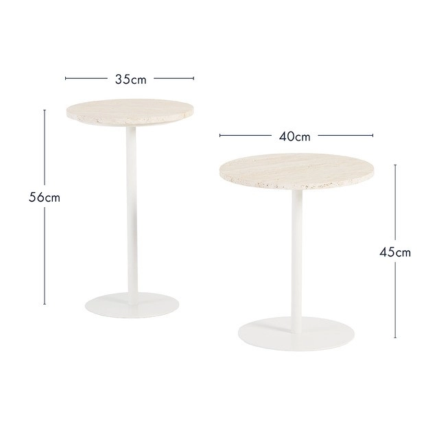 Bowie Travertine Nesting Side Table by M.U.S.E.