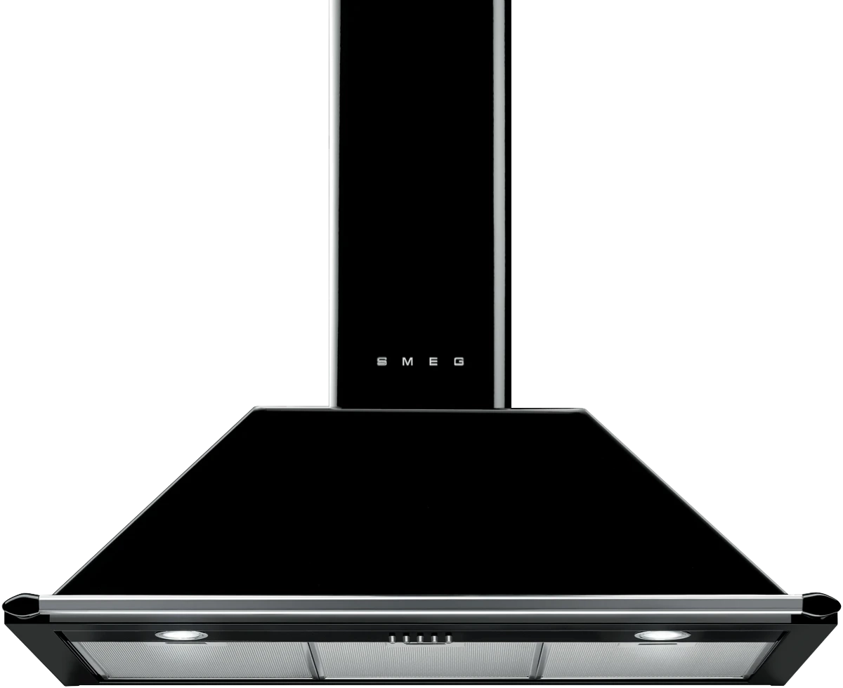 Smeg 90cm Black Victoria Chimney Rangehood