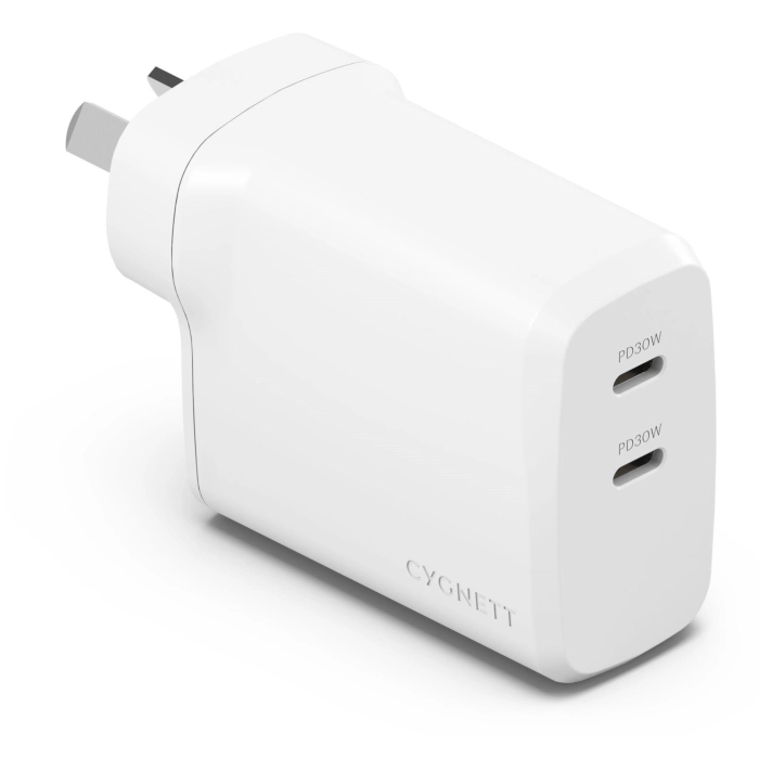 Cygnett PowerPlus 60W Dual Port Wall Charger (White)